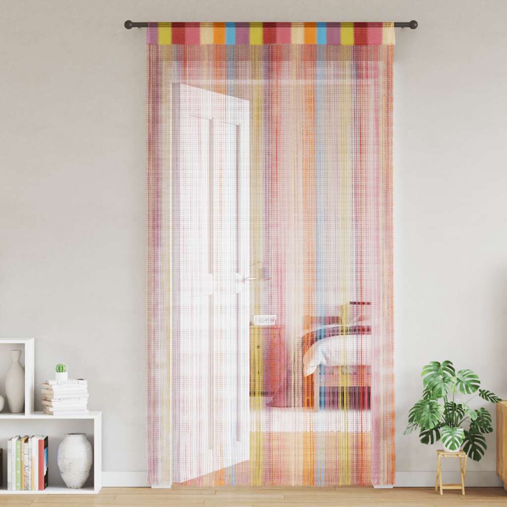 Stränggardiner 2 st flerfärgad 140x250 cm