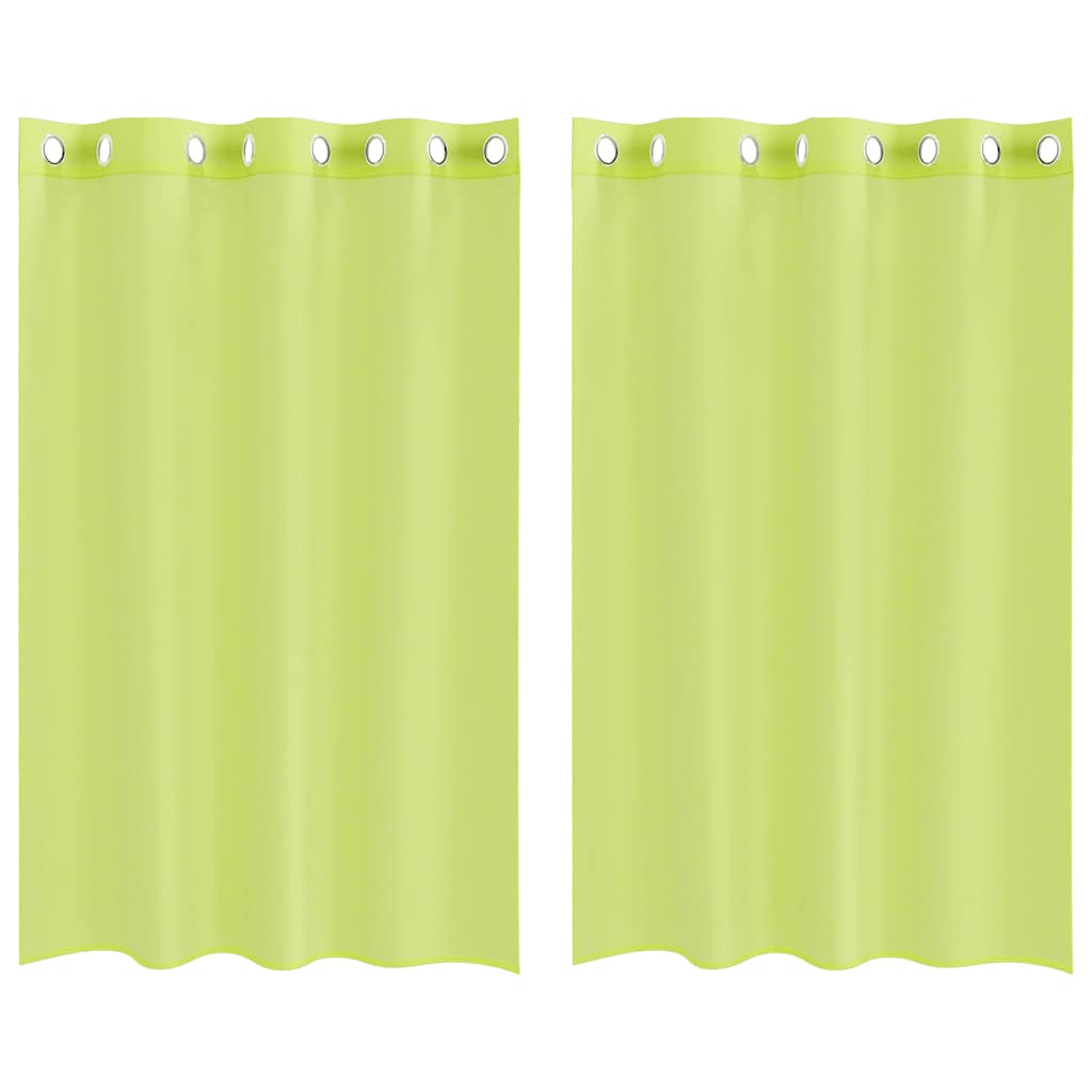 Voile gardiner med genomföringar 2 st äppelgrön 140x175 cm