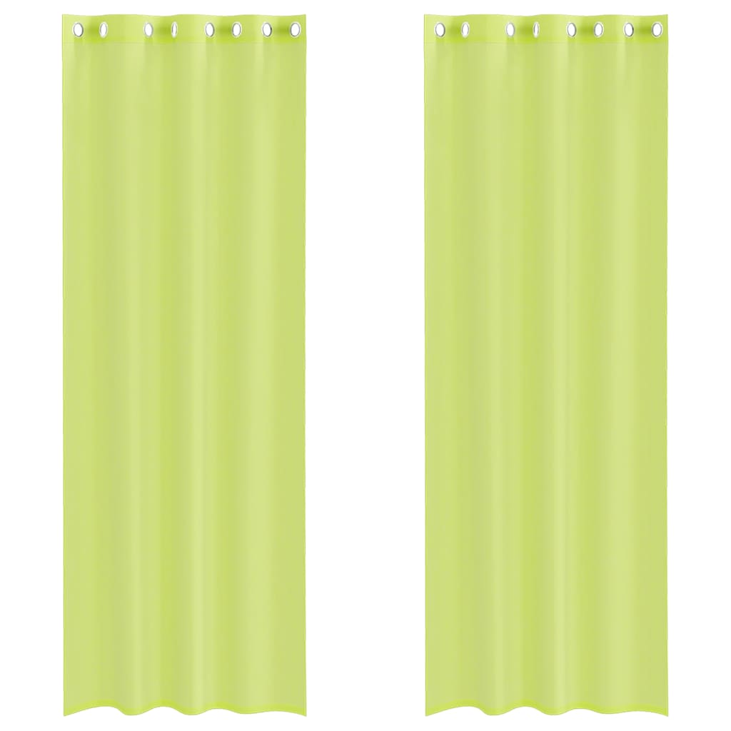 Voile gardiner med genomföringar 2 st äppelgrön 140x260 cm