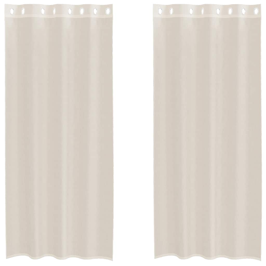 Voile gardiner med genomföringar 2 st gräddvita 140x225 cm