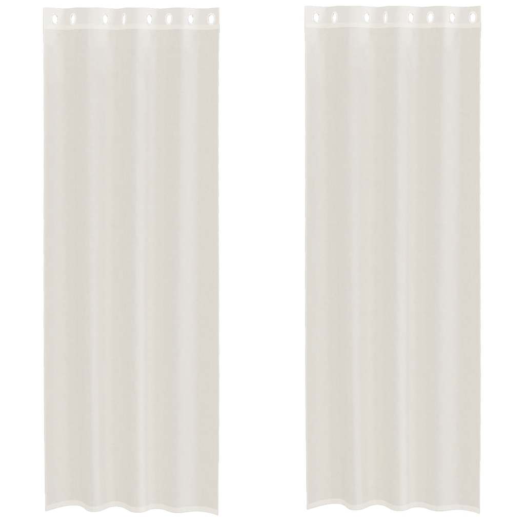 Voile gardiner med genomföringar 2 st gräddvita 140x260 cm