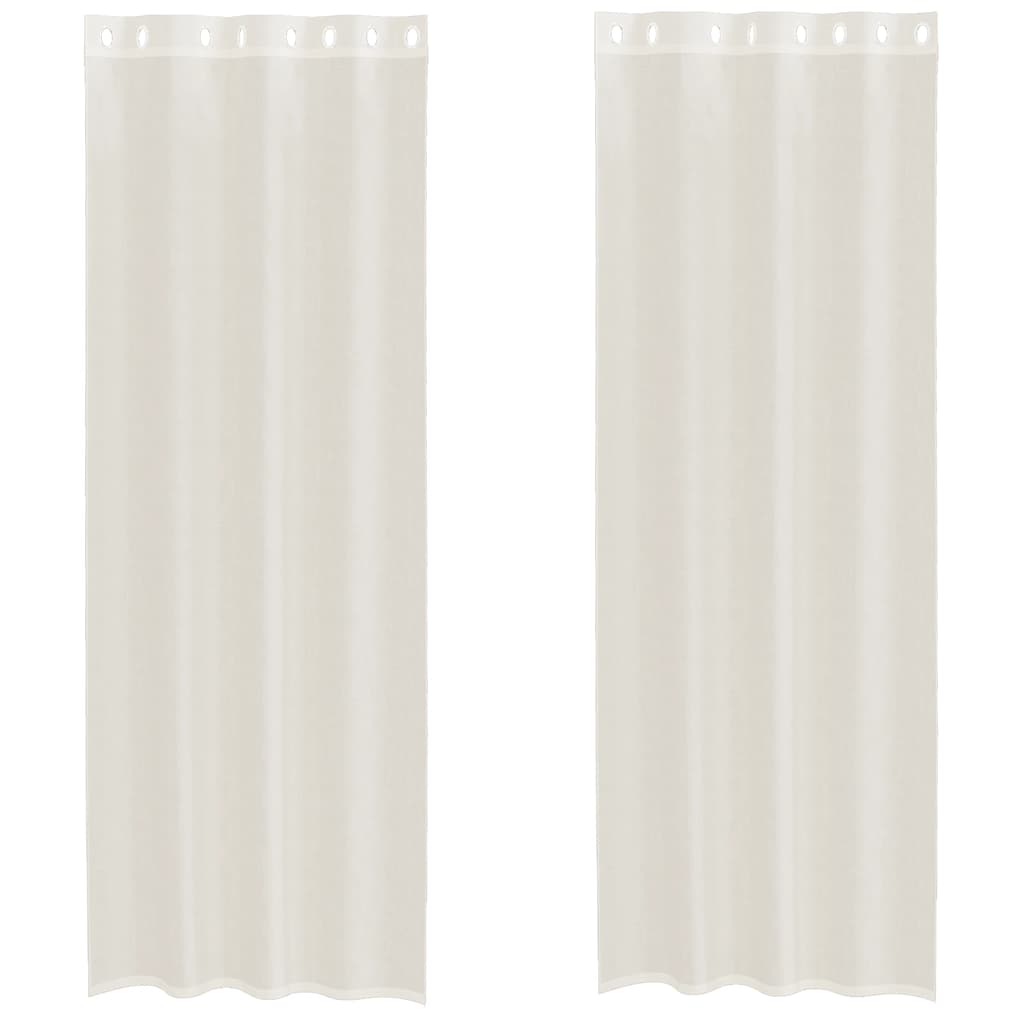 Voile gardiner med genomföringar 2 st gräddvit 140x300 cm