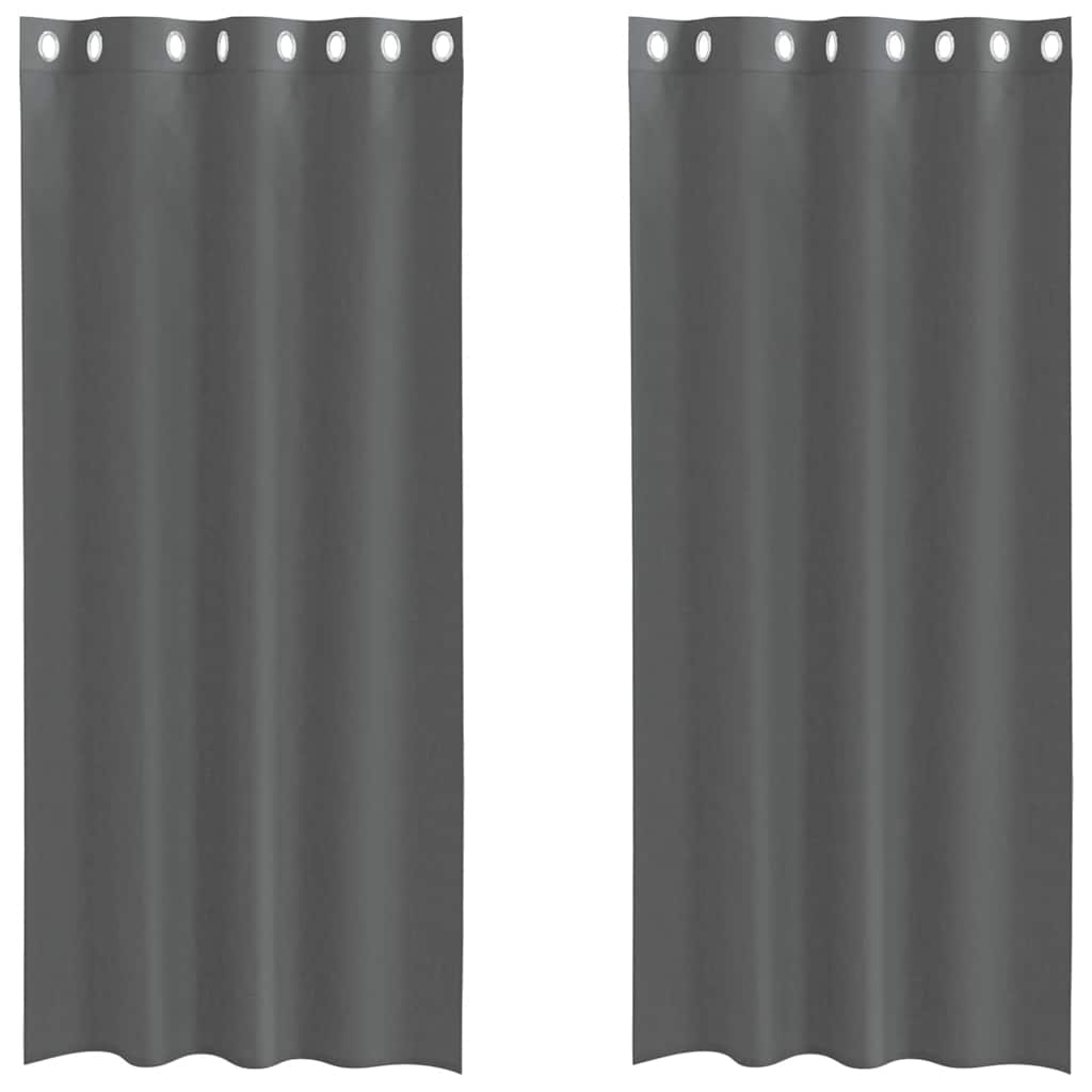 Voile gardiner med genomföringar 2 st mörkgrå 140x225 cm