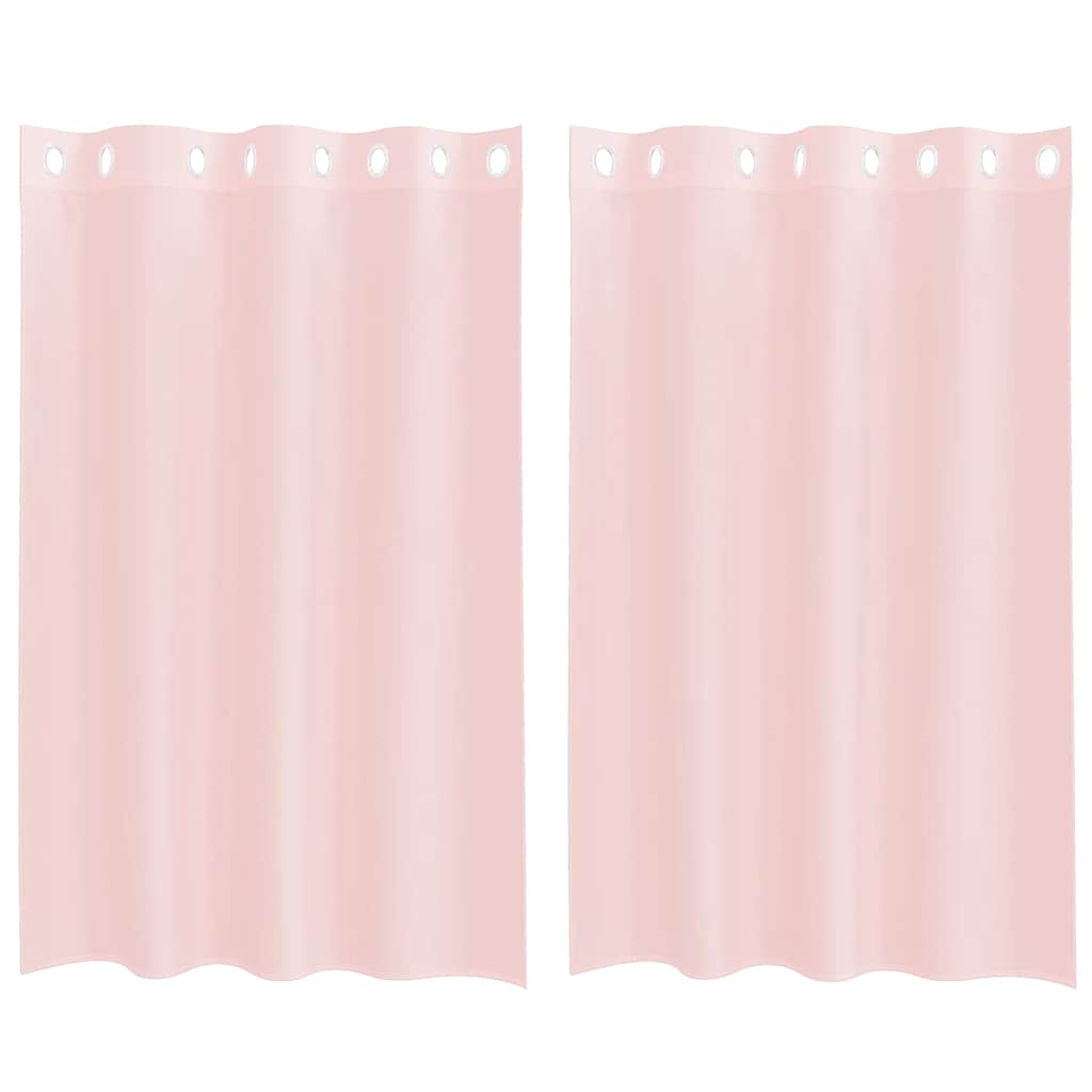 Voile gardiner med genomföringar 2 st ljusrosa 140x175 cm