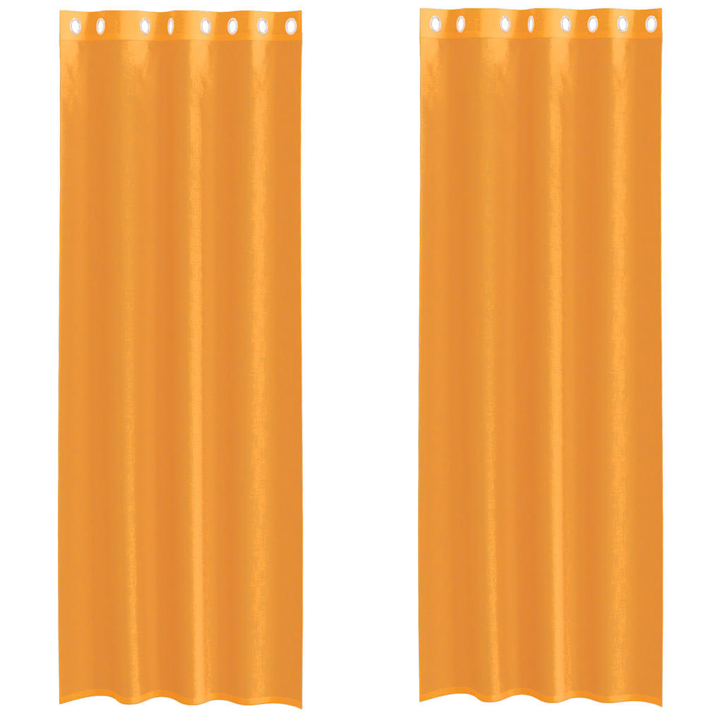 Voile gardiner med genomföringar 2 st orange 140x260 cm