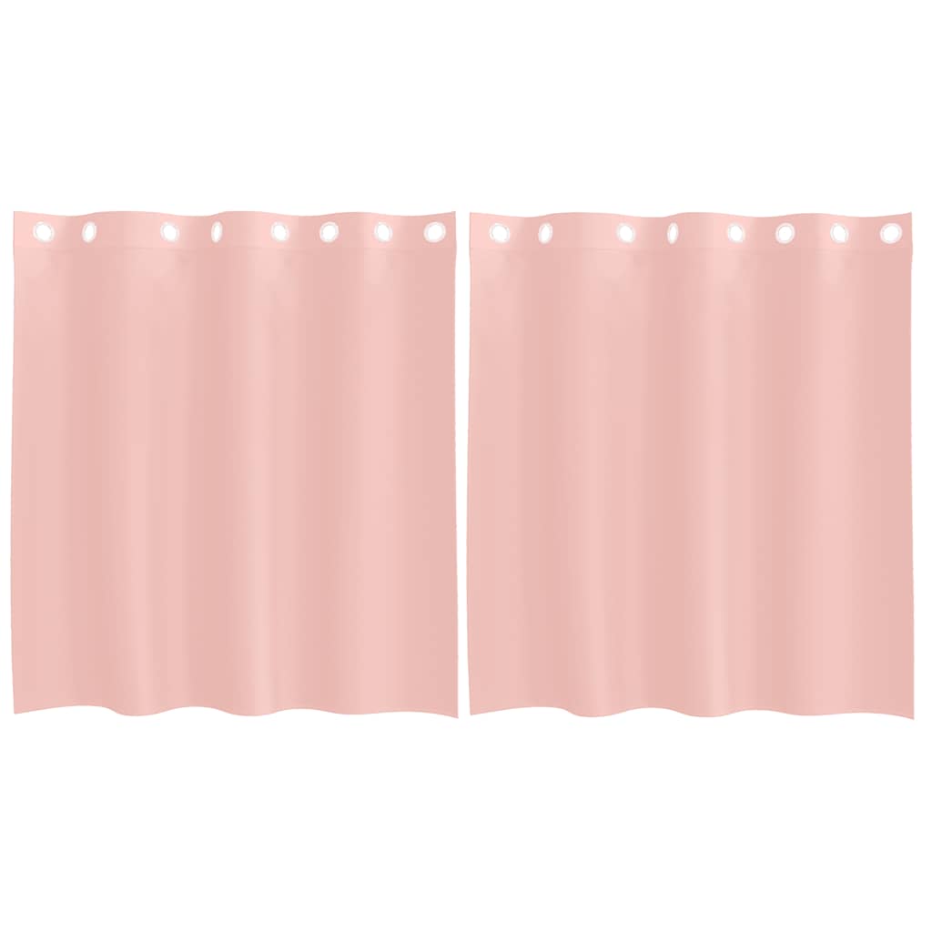 Voile gardiner med genomföringar 2 st rosa 140x140 cm