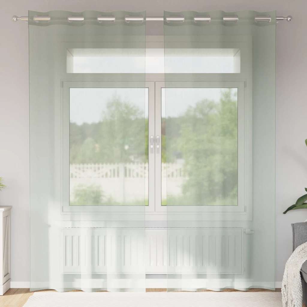 Voile gardiner med genomföringar 2 st ljusgrå 140x245 cm
