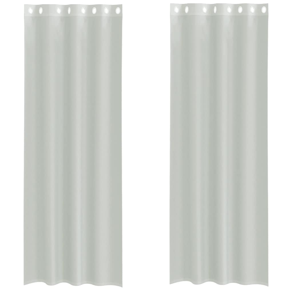 Voile gardiner med genomföringar 2 st ljusgrå 140x300 cm