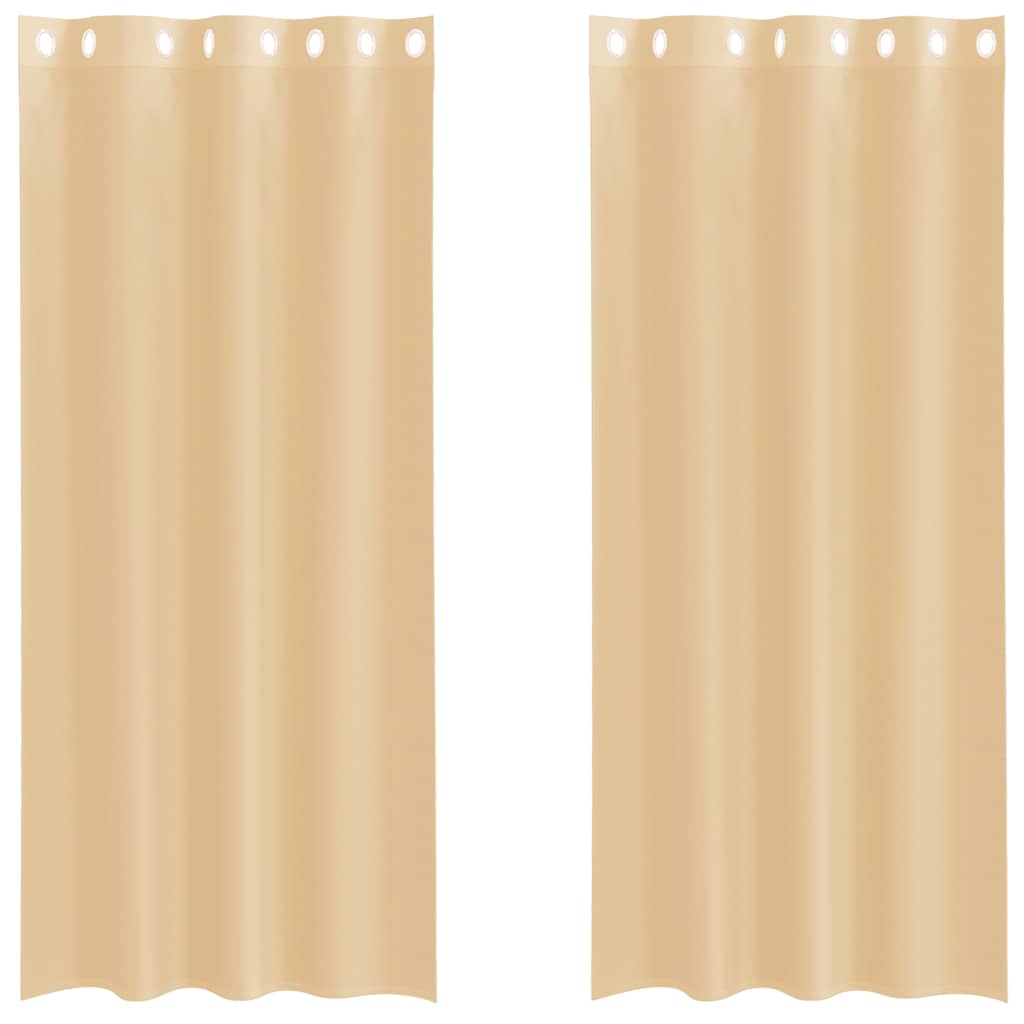 Voile gardiner med genomföringar 2 st sand