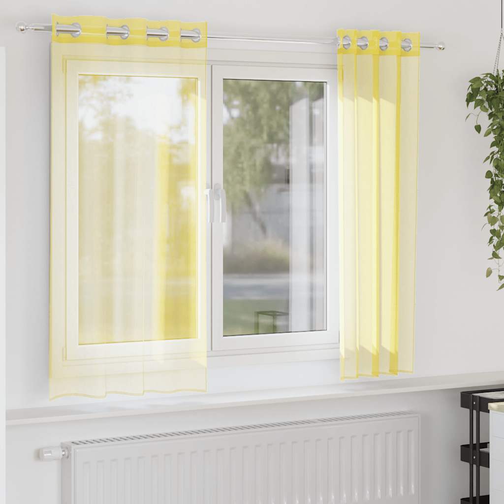 Voile gardiner med genomföringar 2 st gul