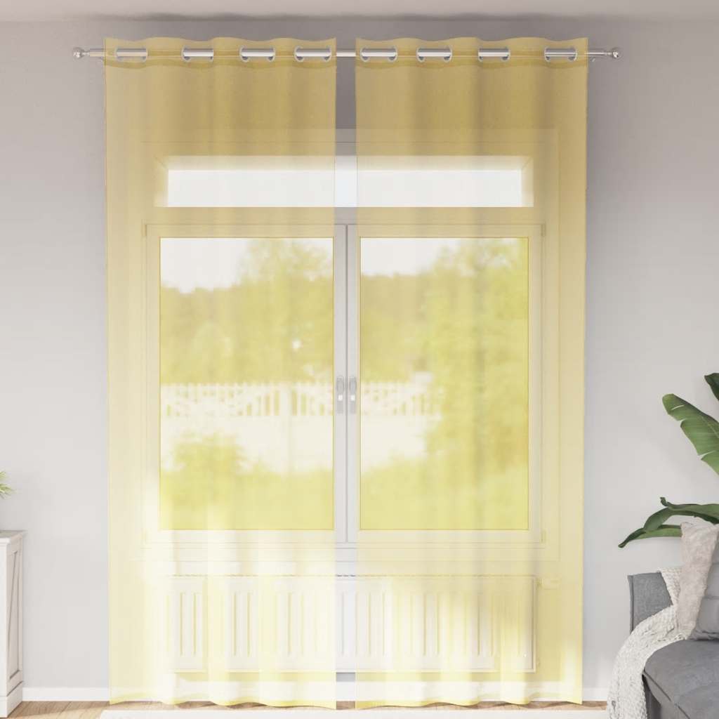Voile gardiner med genomföringar 2 st gul