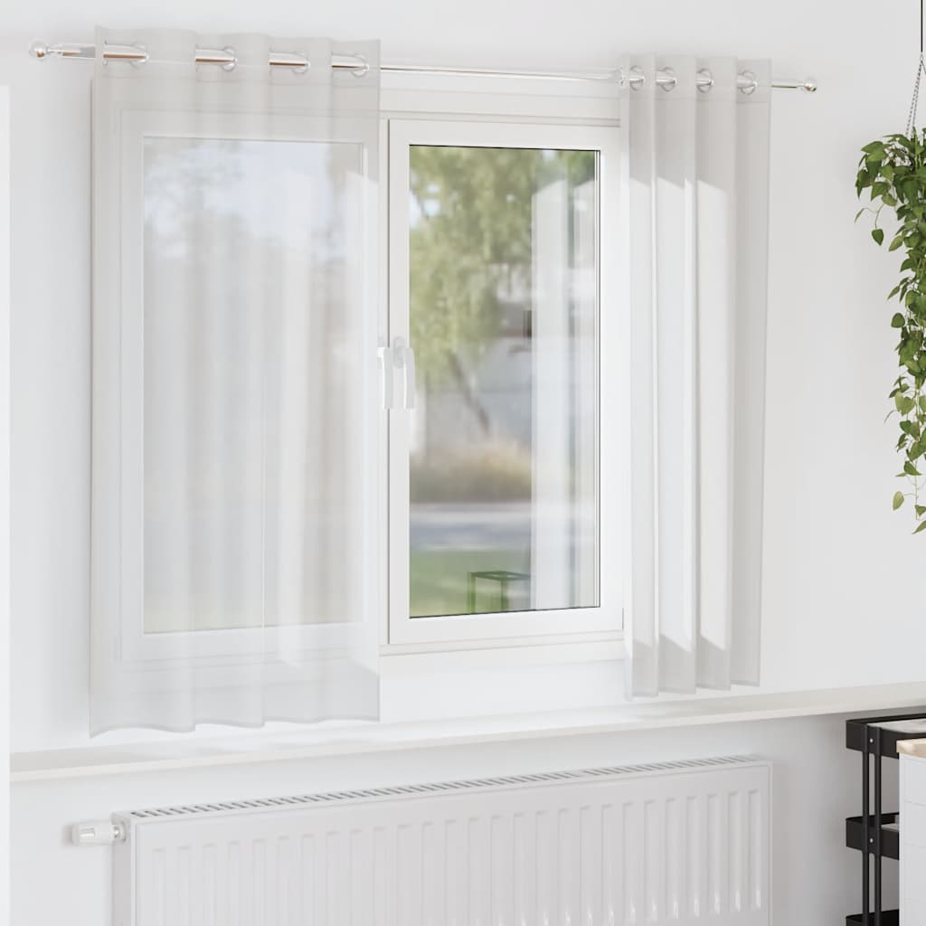 Voile gardiner med genomföringar 2 st vit