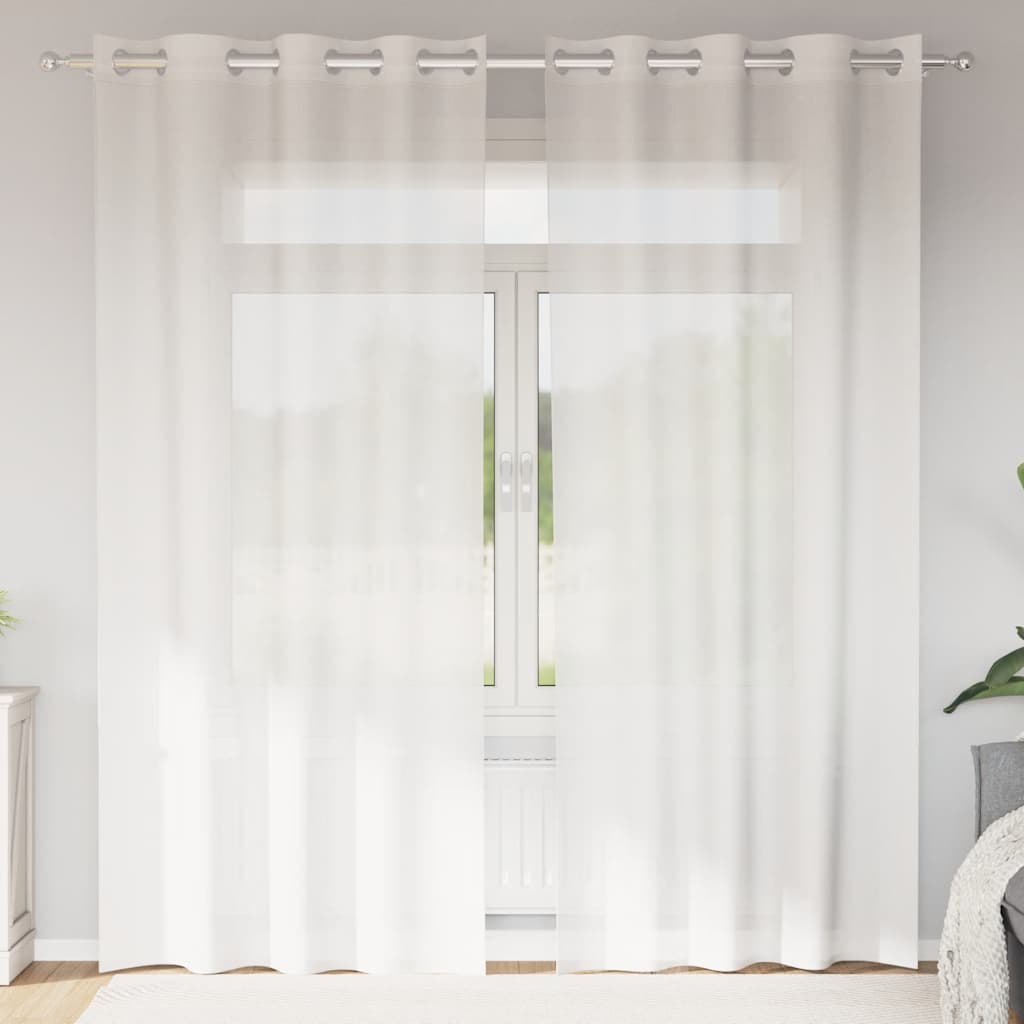 Voile gardiner med genomföringar 2 st vit