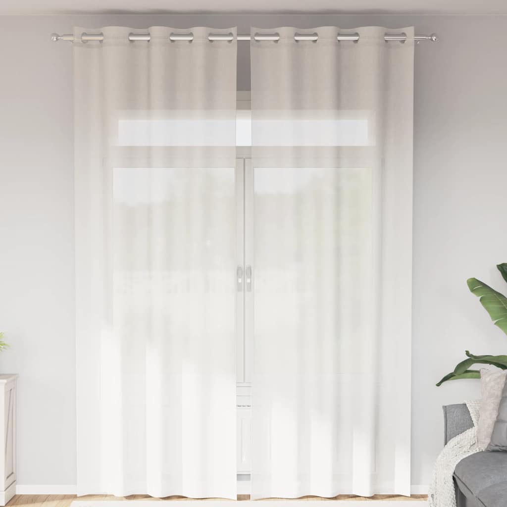 Voile gardiner med genomföringar 2 st vit