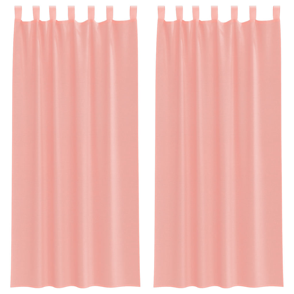 Voile gardiner med stångfickor 2 st rosa