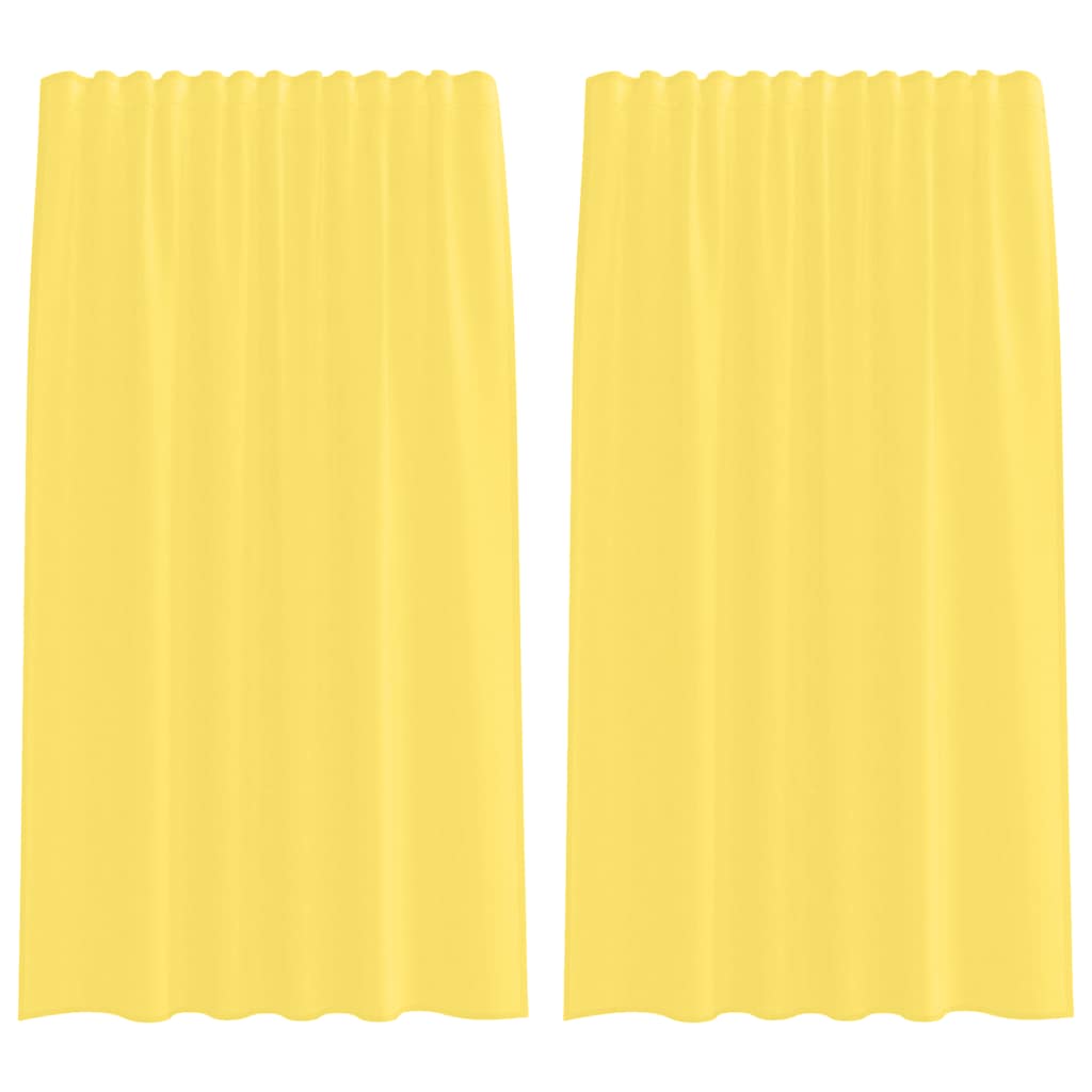 Voile gardiner med stångfickor 2 st gul
