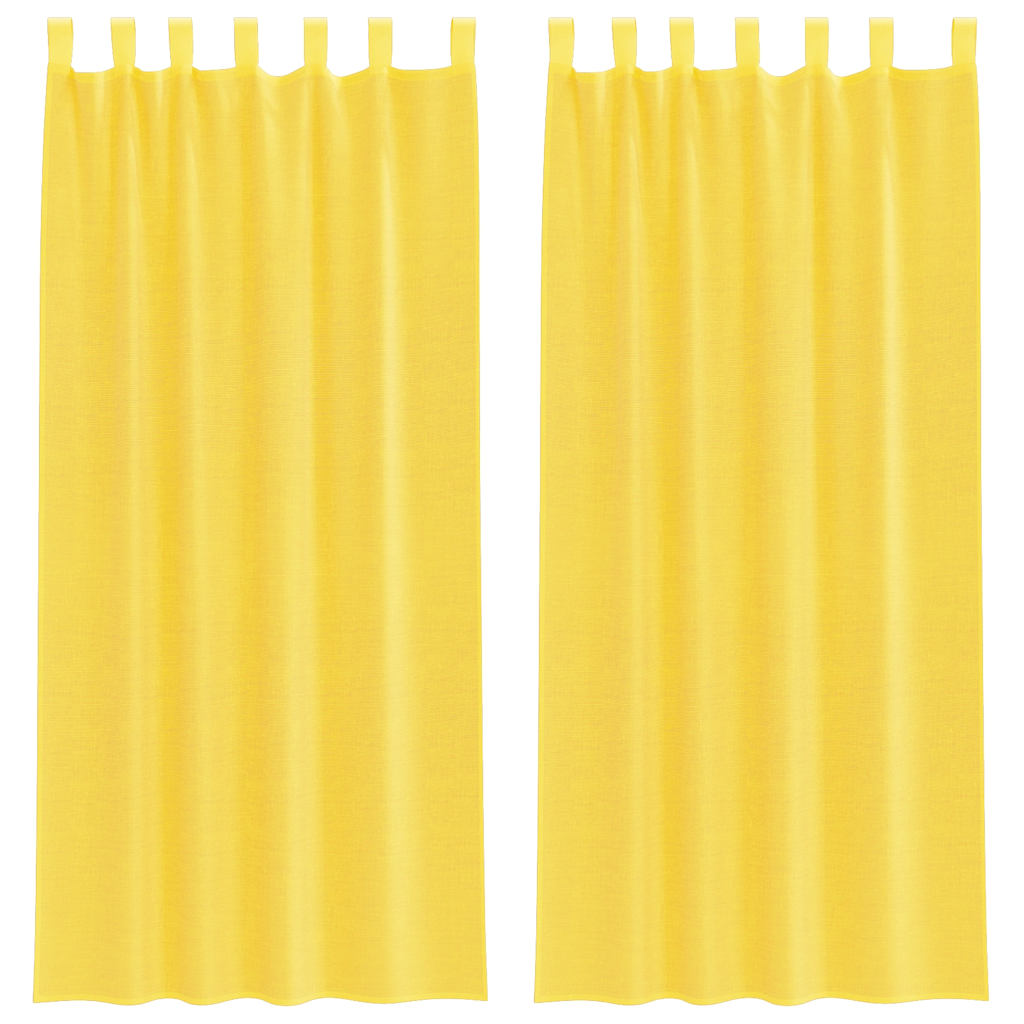 Voile gardiner med stångfickor 2 st gul