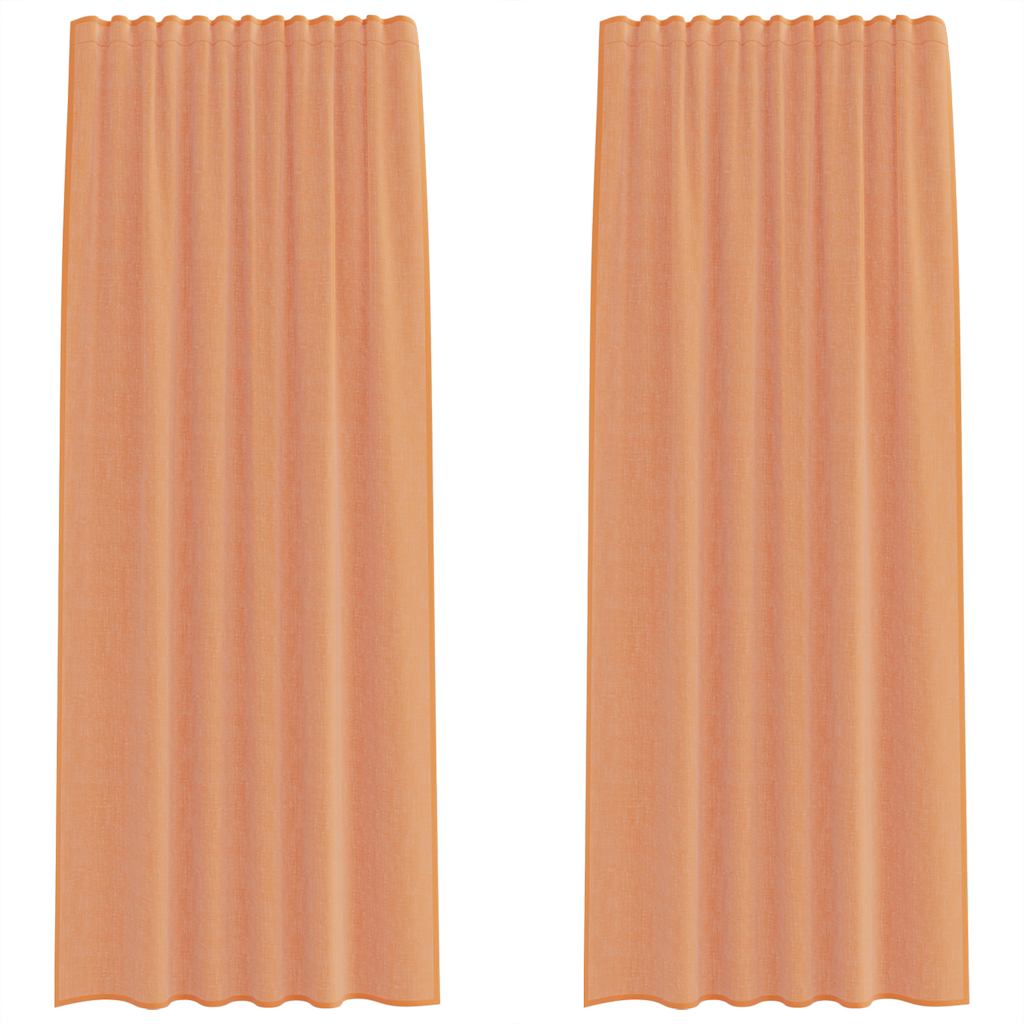Voile gardiner med stångfickor 2 st terrakotta