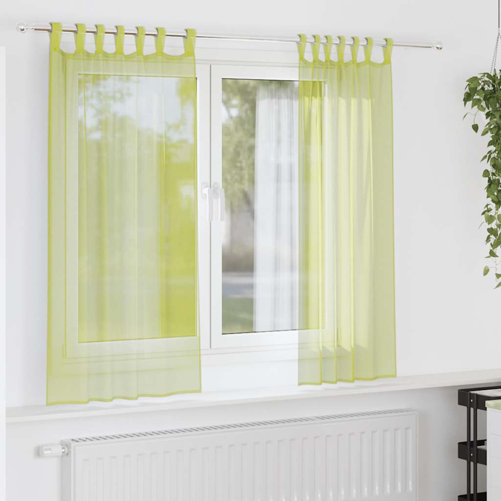Voile gardiner med fliktopp 2 st äppelgrön