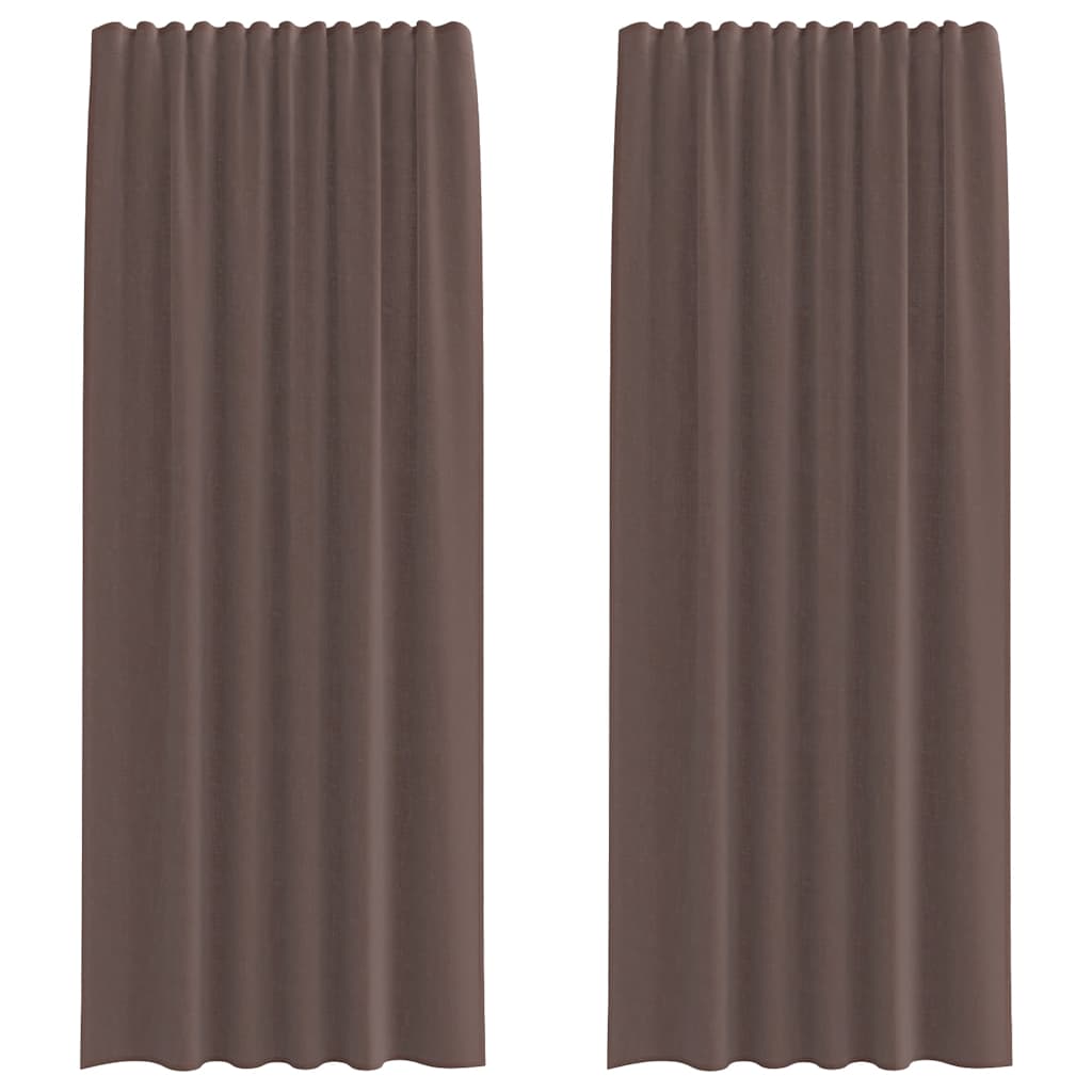 Voile gardiner med fliktopp 2 st brun