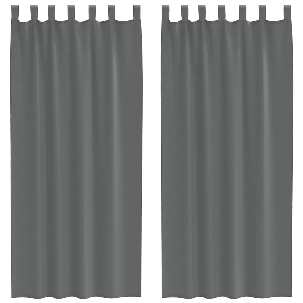 Voile gardiner med öglor 2 st mörkgrå 140x245 cm