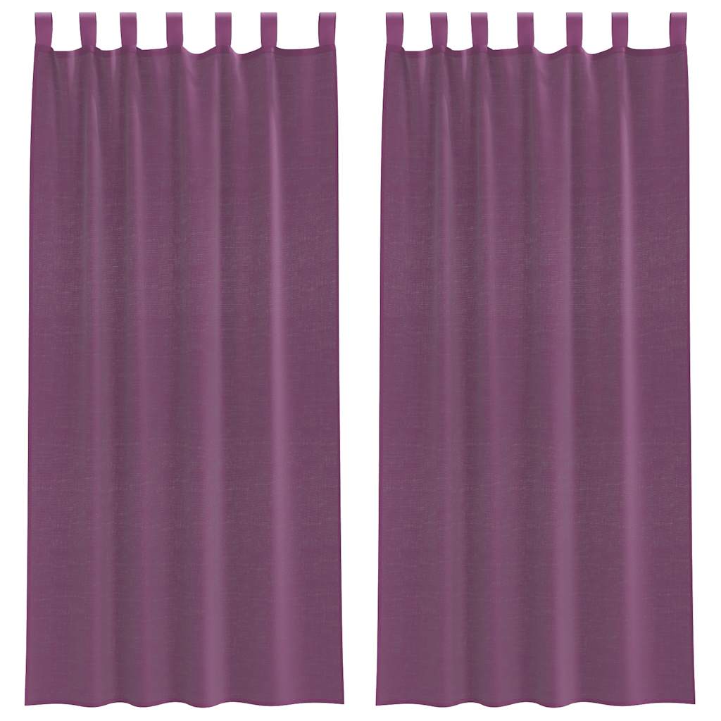 Voile gardiner med öglor 2 st lila 140x245 cm