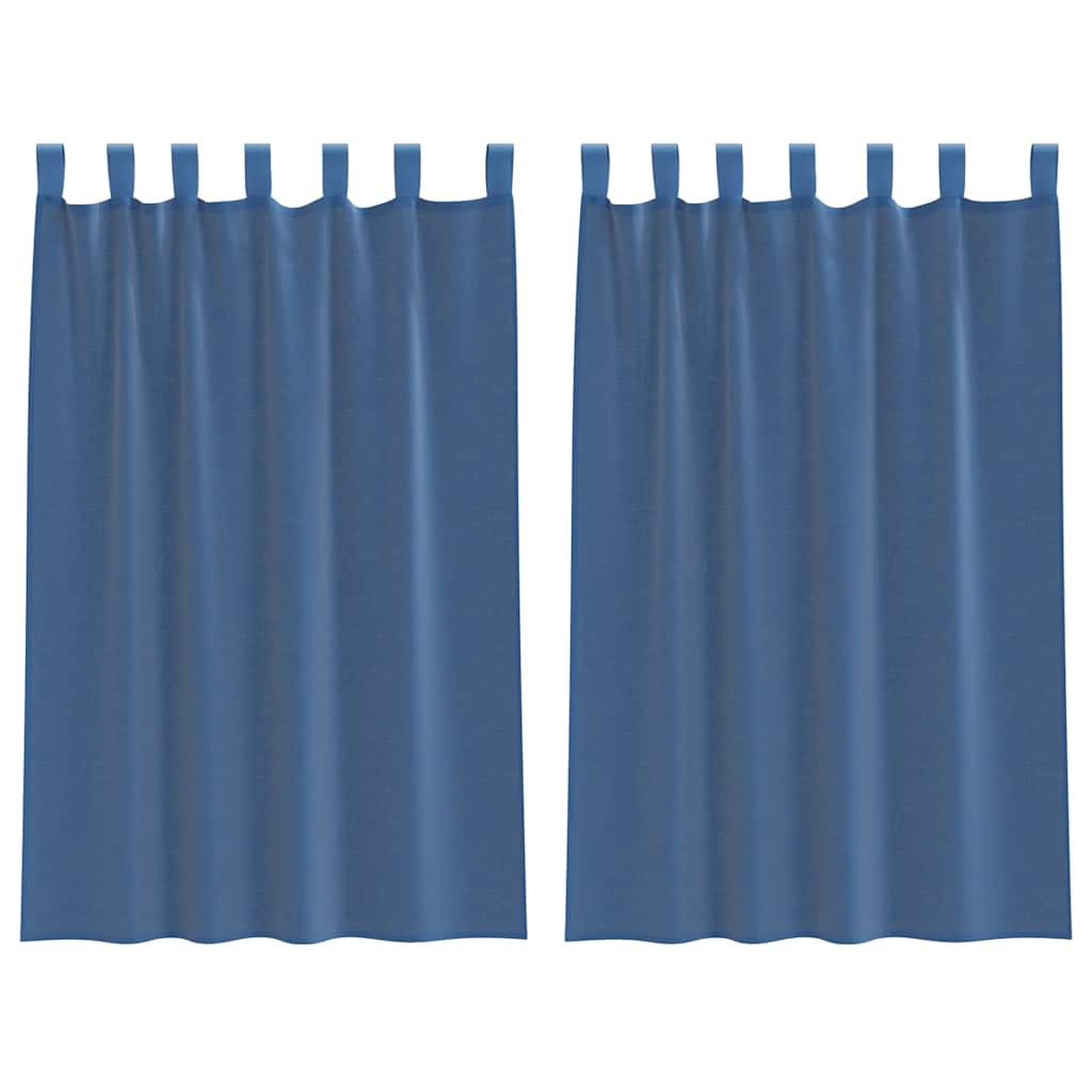 Voile gardiner med öglor 2 st kungsblå 140x175 cm
