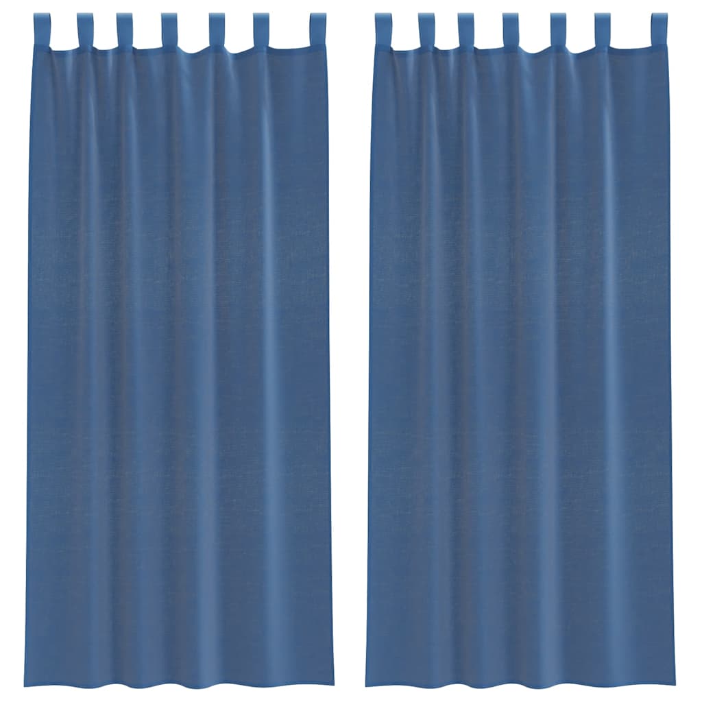 Voile gardiner med öglor 2 st kungsblå 140x245 cm