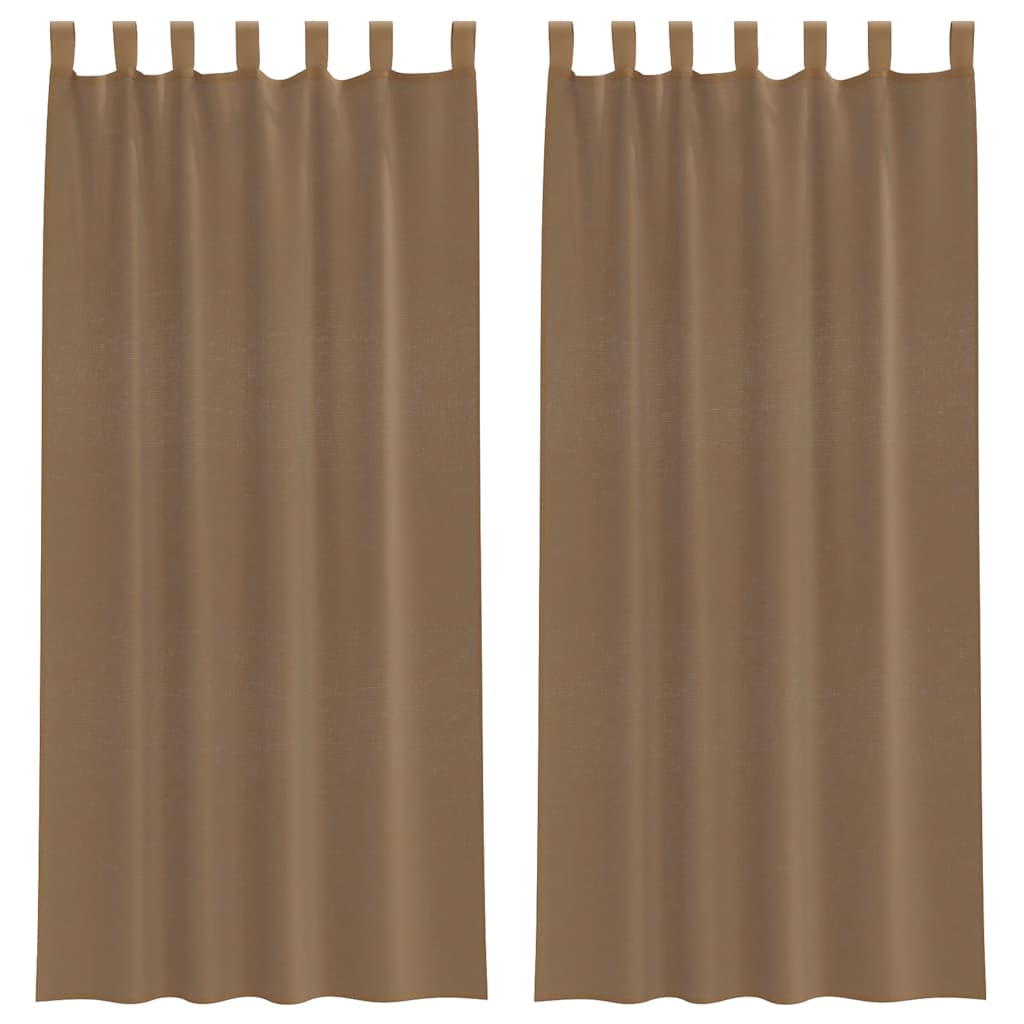 Voile gardiner med öglor 2 st ljusbrun 140x225 cm