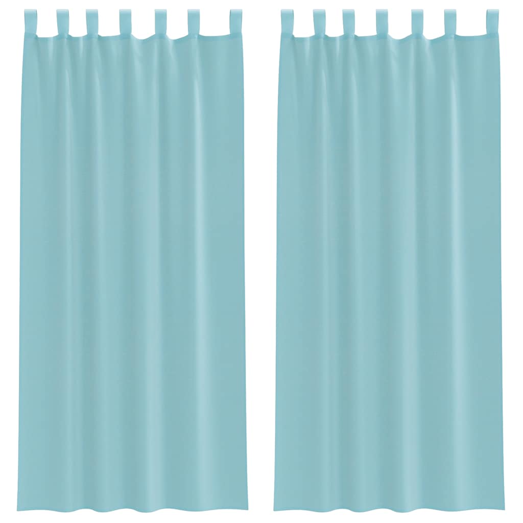 Voile gardiner med öglor 2 st, turkos 140x225 cm