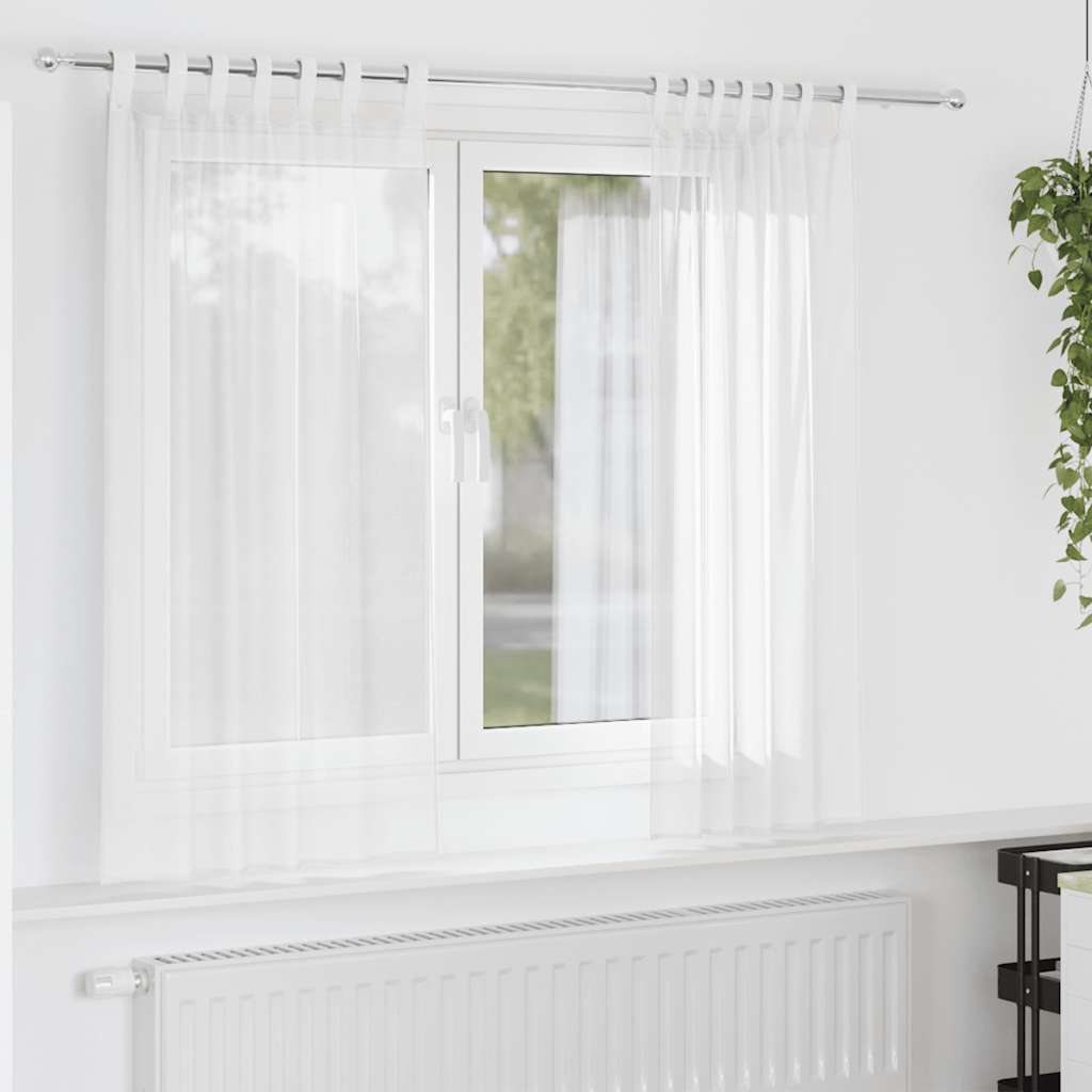 Voile gardiner med öglor 2 st vit 140x140 cm