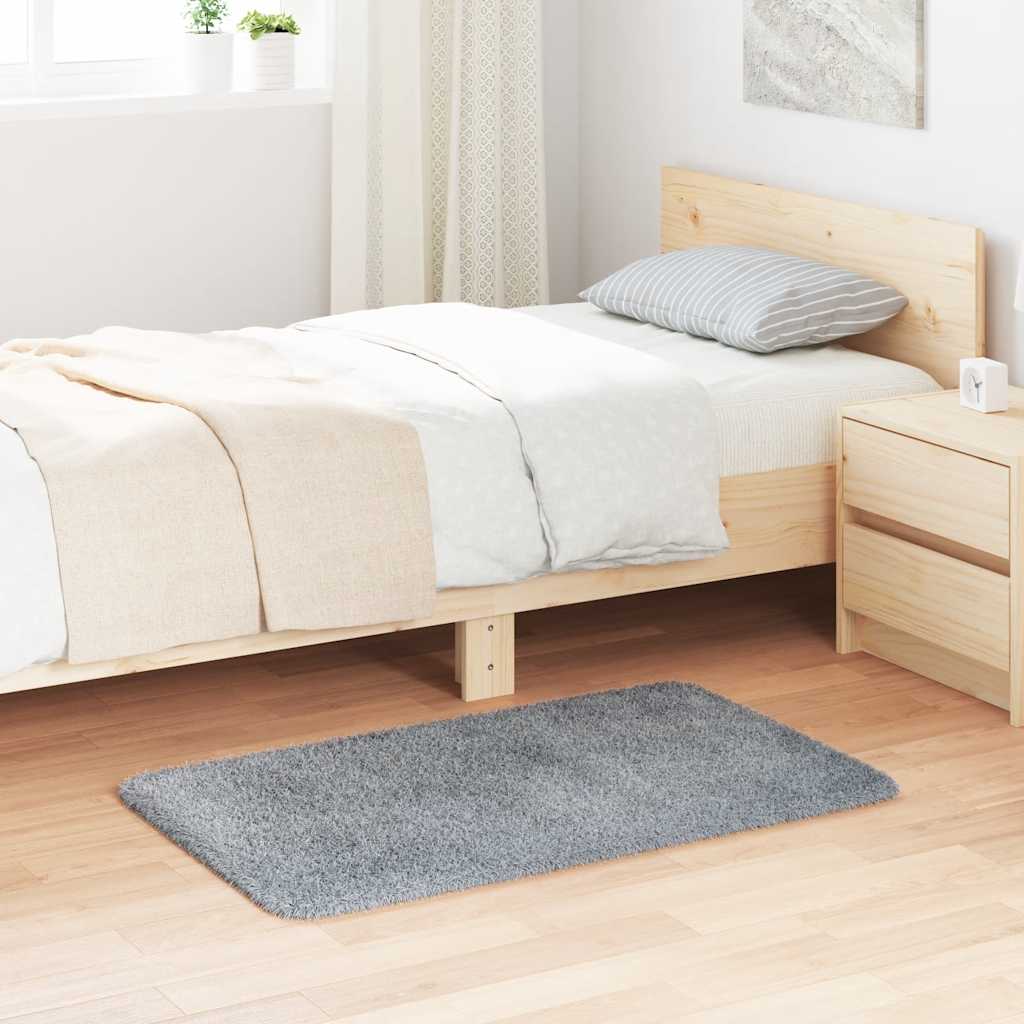 Ryamatta med lång lugg NAVARRA ljusgrå 60x100 cm polyester