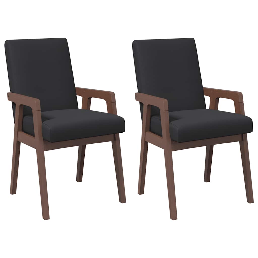 Matstolar med dynor 2 st, brunt massivt trä gummi