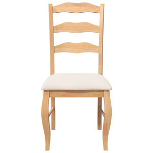 Matstolar med kuddar 2 st, naturligt, massivt trä, gummi