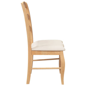 Matstolar med kuddar 2 st, naturligt, massivt trä, gummi