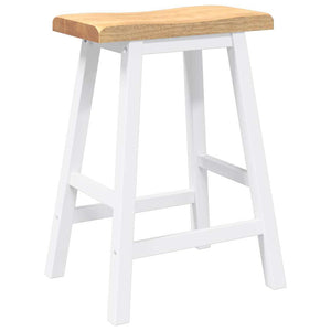Barstolar 2 st, vit, massivt trä, gummi