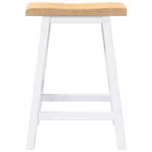 Barstolar 2 st, vit, massivt trä, gummi