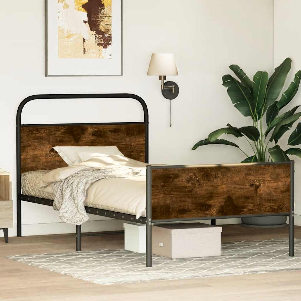 Sängram utan madrass sonoma-ek 100x190 cm konstruerad trä