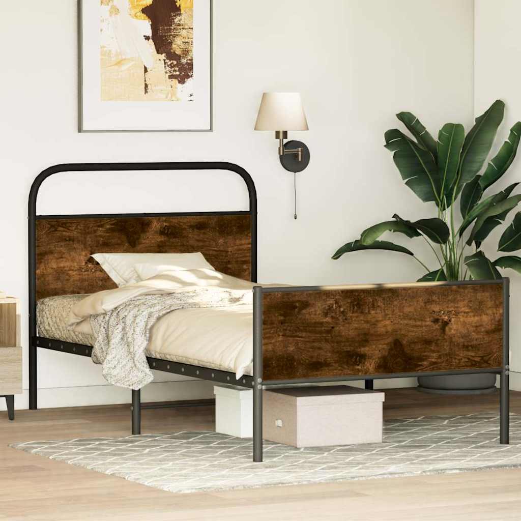Sängram utan madrass sonoma-ek 107x203 cm konstruerad trä