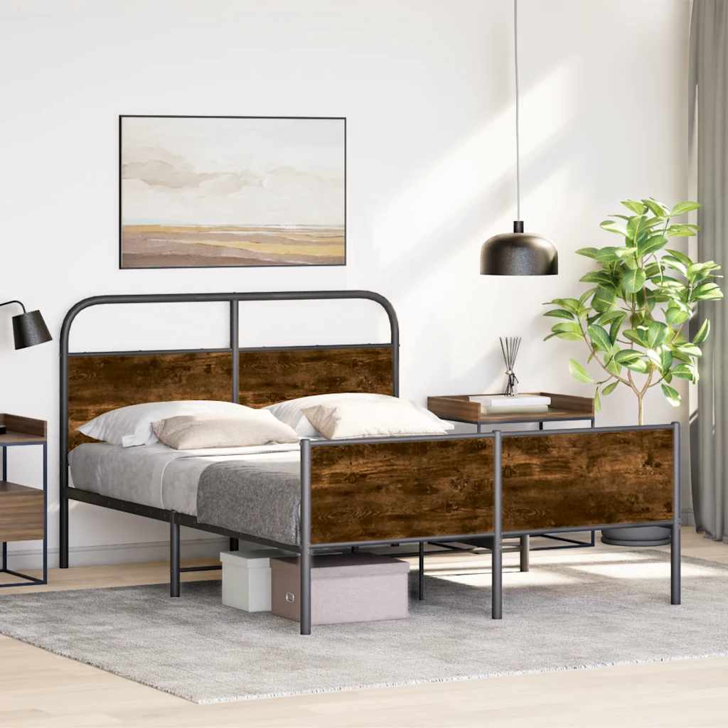 Sängram utan madrass sonoma-ek 120x190 cm konstruerad trä