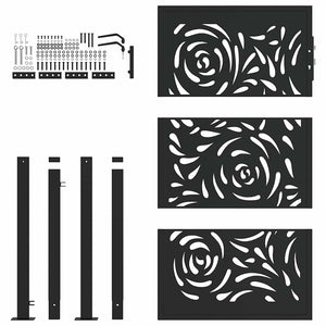 Trädgårdsgrind svart 100x150 cm stål flammdesign