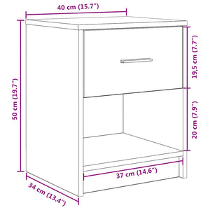 Sängbord med låda grå sonoma 40x34x50 cm