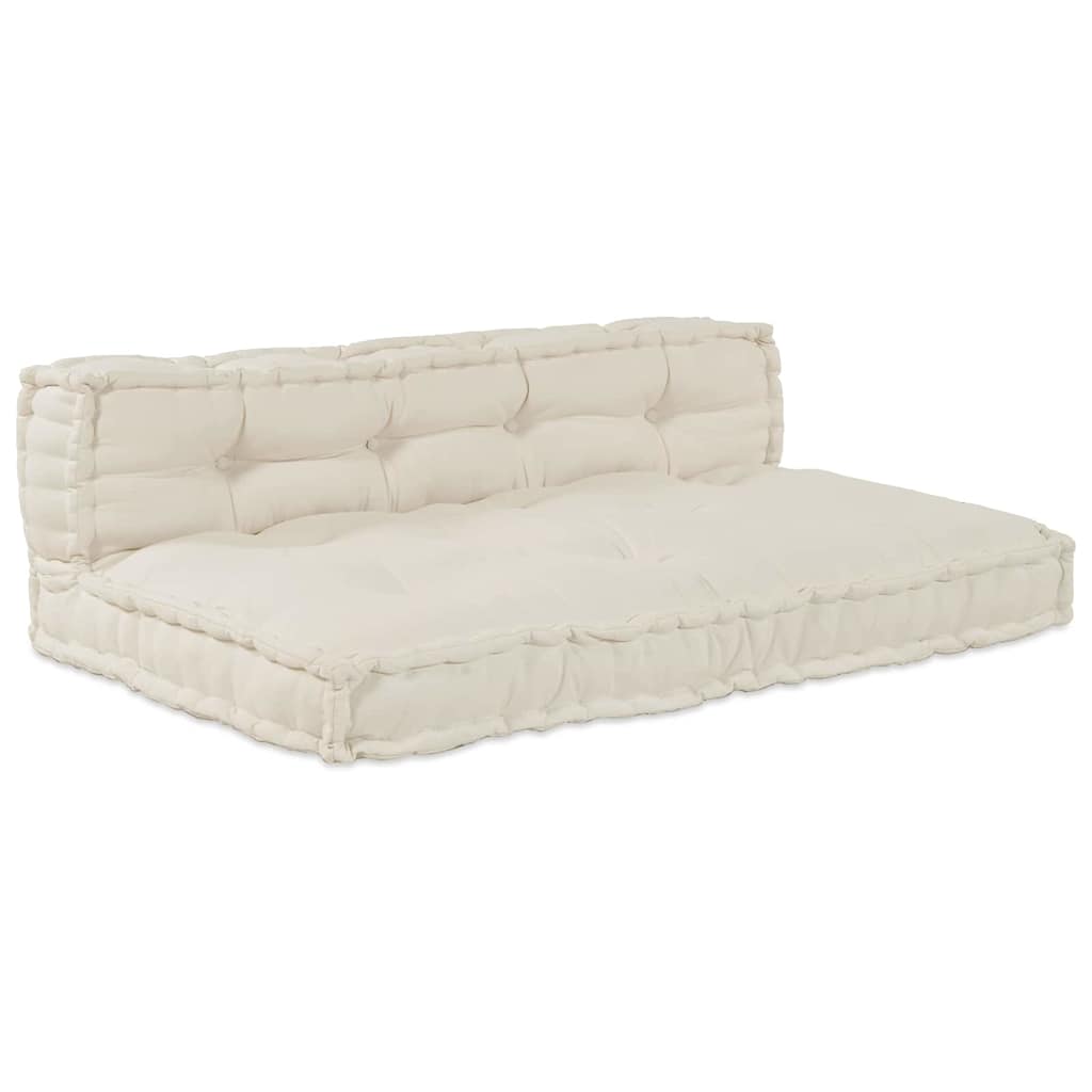 Pallettsoffa Kudde 2 st Tyg Gräddvit 120 x 80 x 38 cm