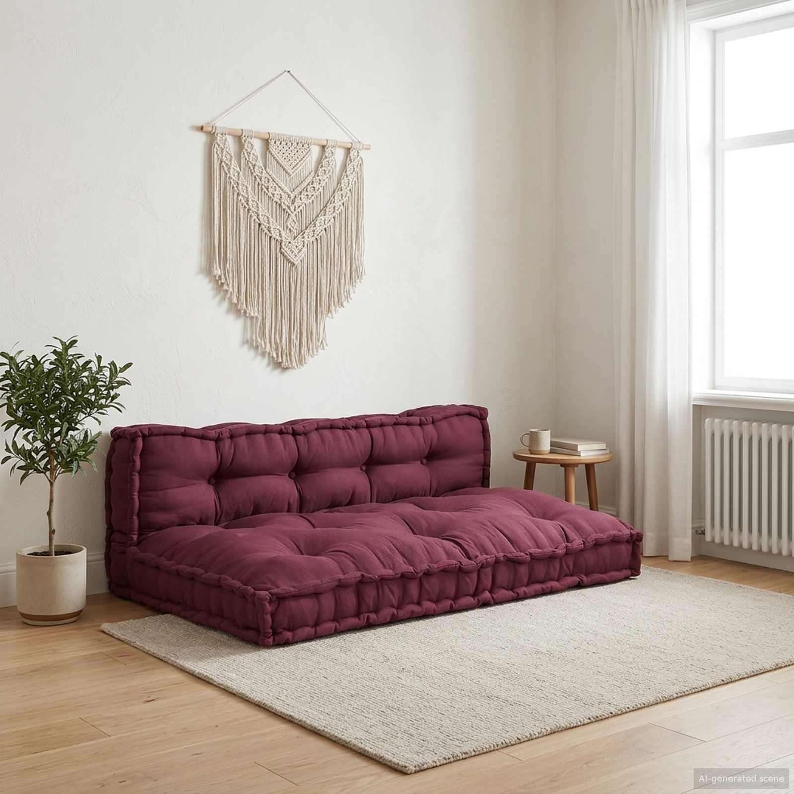 Pallettsoffa Kudde 2 st Tyg Bordeaux 120 x 80 x 38 cm