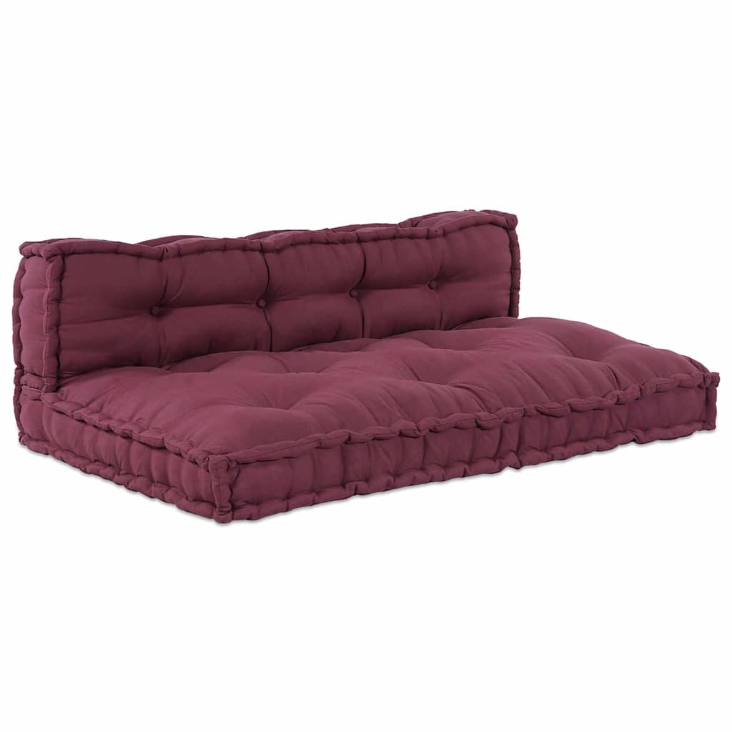 Pallettsoffa Kudde 2 st Tyg Bordeaux 120 x 80 x 38 cm