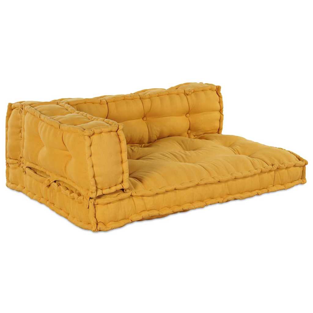 Pallettsoffa Kudde 3 st Tyg Gul 120 x 80 x 38 cm