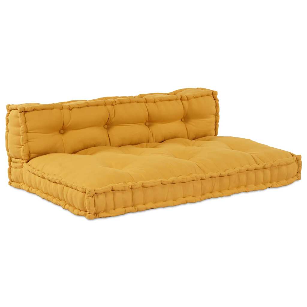 Pallettsoffa Kudde 2 st Tyg Gul 120 x 80 x 38 cm