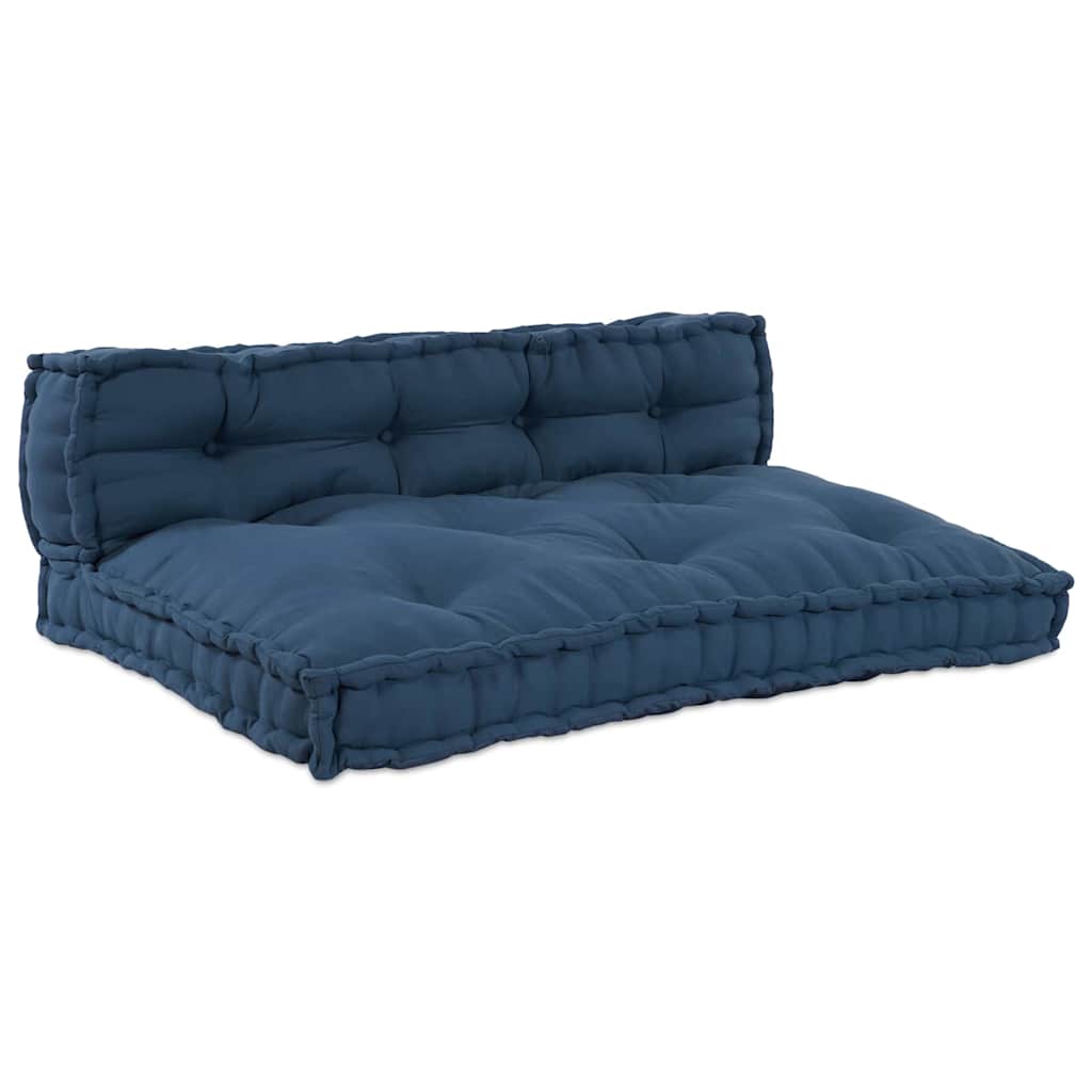 Pallettsoffa Kudde 2 st Tyg Indigo 120 x 80 x 38 cm