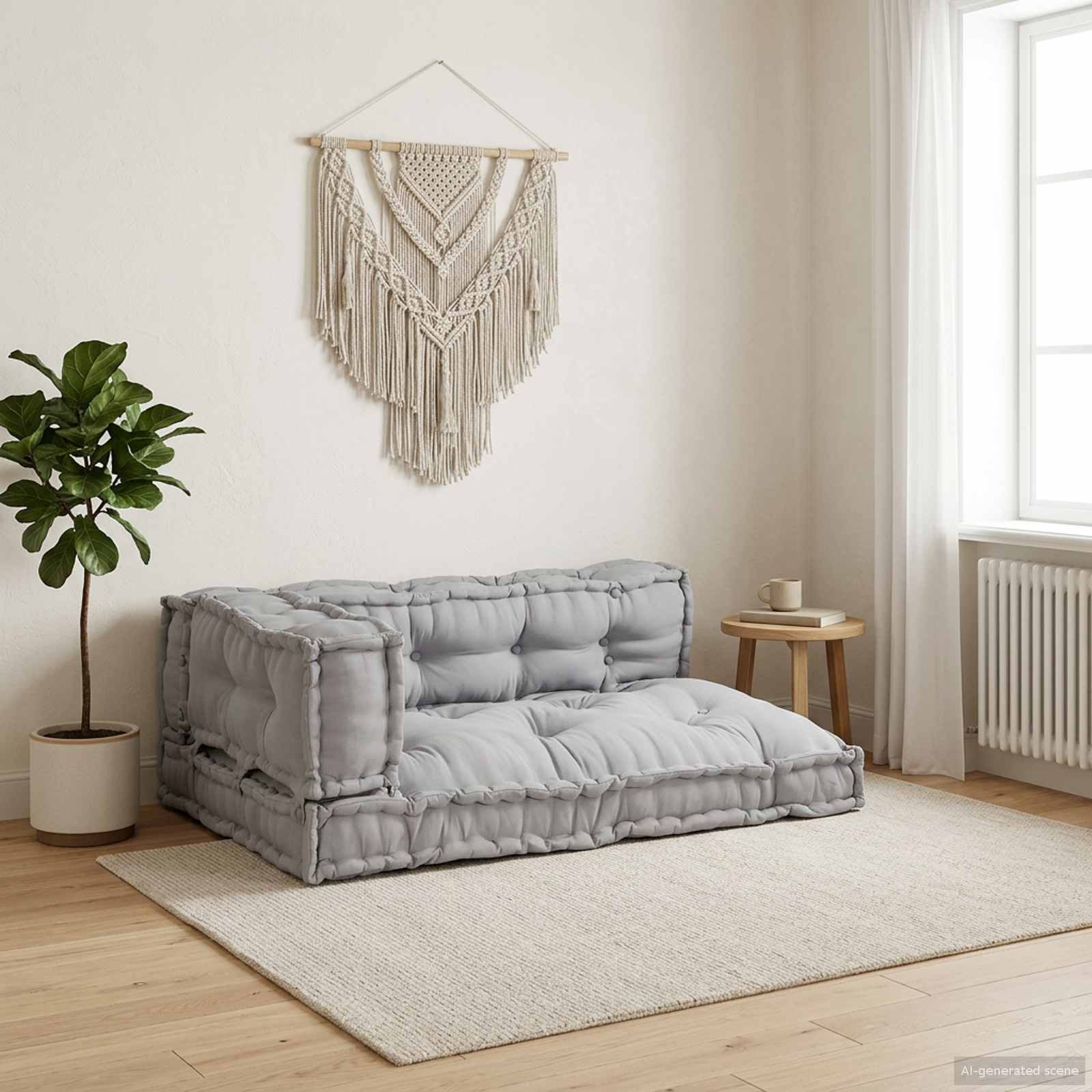 Pallettsoffa Kudde 3 st Tyg Grå 120 x 80 x 38 cm