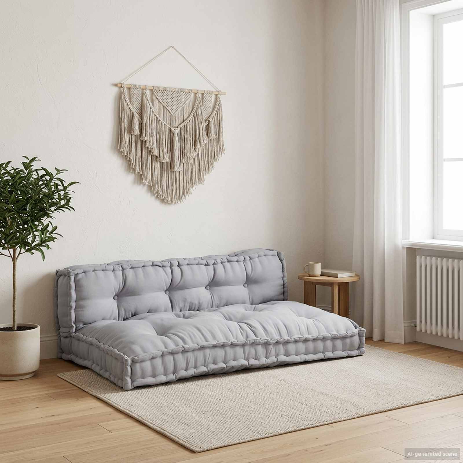 Pallettsoffa Kudde 2 st Tyg Grå 120 x 80 x 38 cm